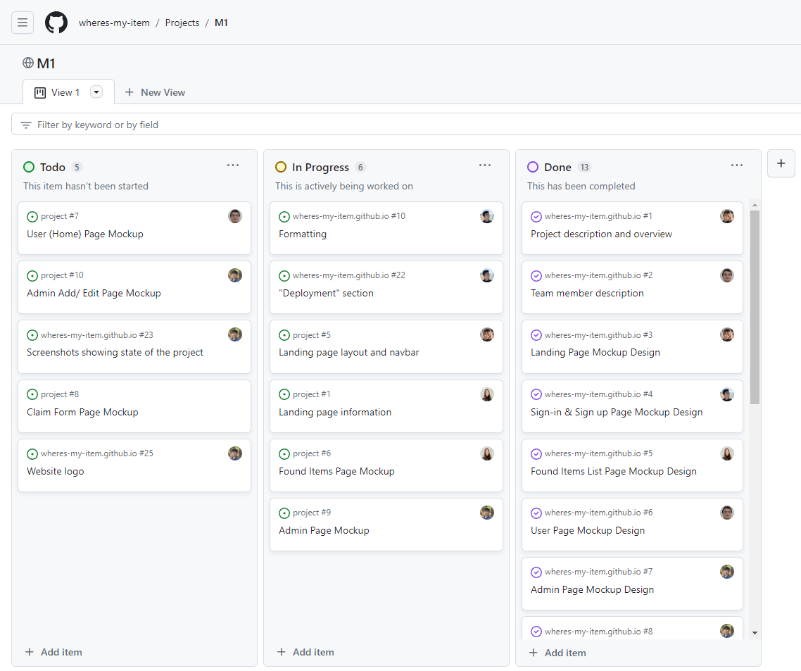 Where's My Item Home Page